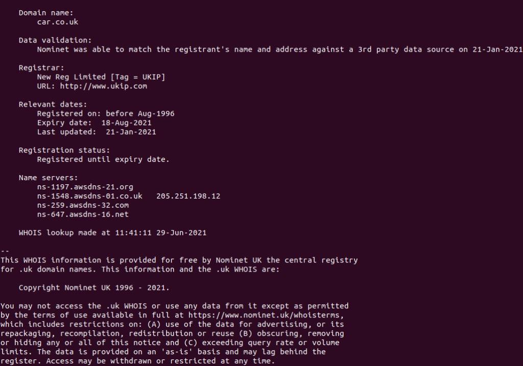 Whois Parsing Shell PHP